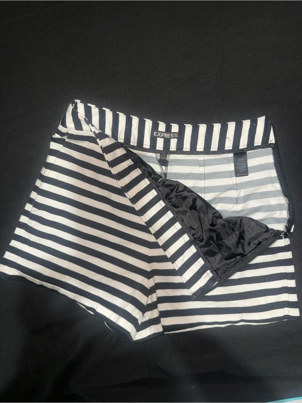 Express Black and White Striped Bermuda Shorts